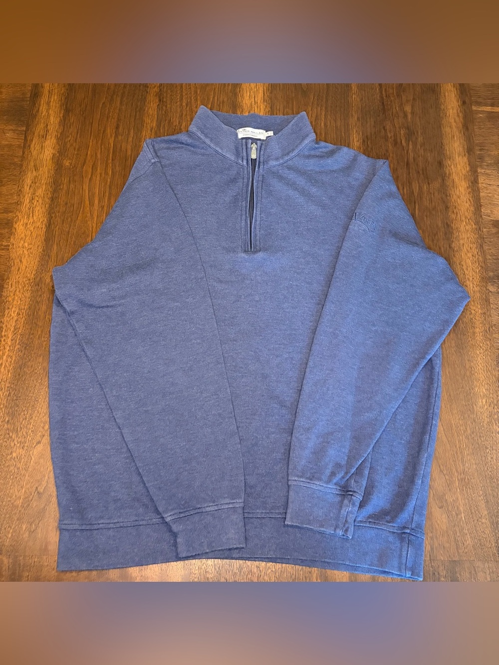 Peter Millar Crown Comfort Blue 1/4 Zip Mock Neck Knit Sweater Men's L
